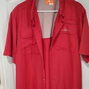 Habit Men's Red Casual Button Down Shirt